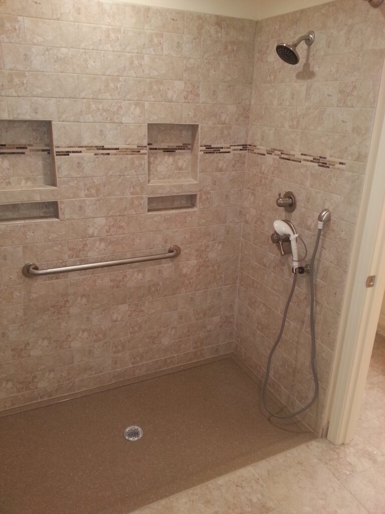 Photo: Barrier Free Shower installed by Accessibility Remodeling