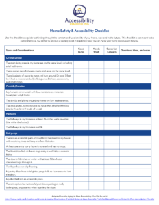 Home Safety and Accessibility Checklist